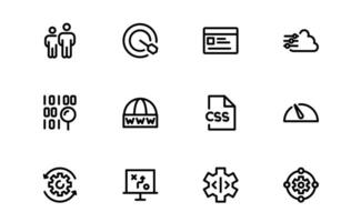 Customizable Coding and Programming Icons. Graphics for Development, Design Systems, and Tech vector