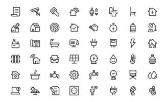 Public Utilities Icon set bundle. Clean, Editable Line Icons for Energy, Water Supply, Waste Management, and Urban Infrastructure vector