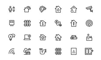 Public Utilities Icon set bundle up. Clean, Editable Line Icons for Energy, Water Supply, Waste Management, and Urban Infrastructure vector