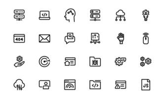 Customizable Coding and Programming Icons set bundle. Graphics for Development, Design Systems, and Tech Workflows vector
