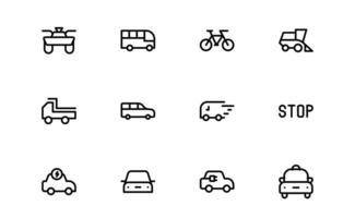 Comprehensive Transport Icon set bundle up. Editable, Minimalist Line Icons for Shipping, Logistics, Public Transport, and Travel Projects. vector