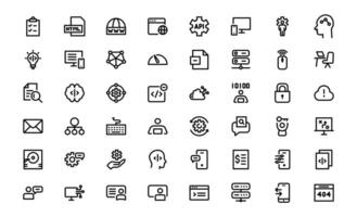 Customizable Coding and Programming Icons pack. Graphics for Development, Design Systems, and Tech Workflows vector