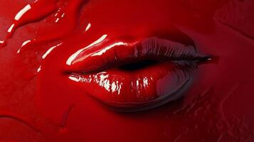 Glossy dark red texture on a subtle lip imprint. 6 photo