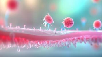 A microscopic cancer attack. The interaction between cancer cells and healthy tissue. 13 photo