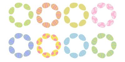 Easter egg circle frame decoration with copy space set vector