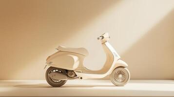 The beige scooter with an ergonomic seat against a minimalistic pastel background. 13 photo