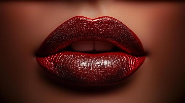 Glossy dark red texture on a subtle lip imprint. 7 photo