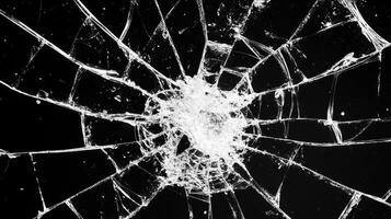 Broken glass surface isolated on black background. 12 photo
