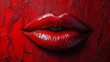 Glossy dark red texture on a subtle lip imprint. 8 photo