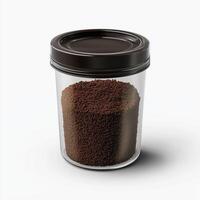 Glass container of coffee grounds, on a white background. 9 photo