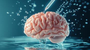 A photo of a brain being watered with a dropper. 12