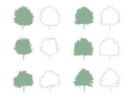 Tree silhouette . Set of silhouette tree. vector