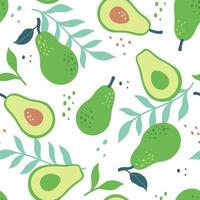 Simple seamless pattern with avocado and leaves. graphics. vector