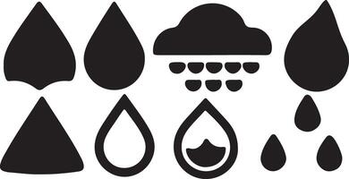 Rain Drop silhouette Icon Bundle Design vector