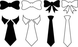 Tie And Bow Flat And Outline Silhouette Icon Design vector