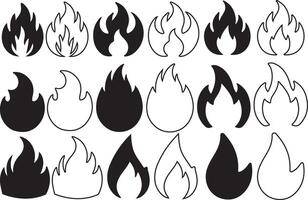 Fire silhouette Icon Bundle on white background vector