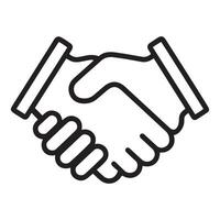 A clean, black line art graphic depicts two hands shaking. vector