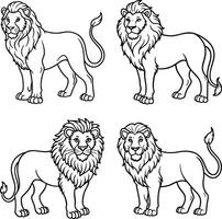 Animal sketch-style coloring pages to print vector