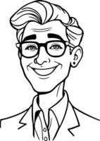 A cartoon man with glasses and a smile vector