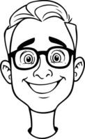Cartoon face with glasses and a smile vector