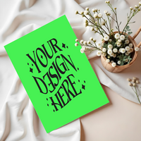 blank card with flower and basket ,card mockup on cloth background, green screen card mockup invitataion mockup card, paper mockup psd