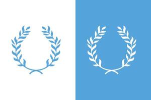 Blue and White Laurel Wreath Design, Simple Elegant Symbol vector