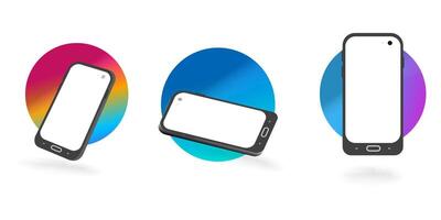 Modern Smartphone Mockups Colorful Backgrounds, Blank Screens vector