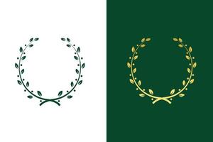 Elegant Green and Gold Laurel Wreath Frame Design Templates vector