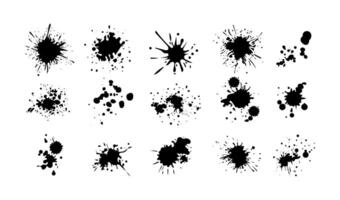 Black Ink Splatter Collection Diverse Shapes, Sizes, and Patterns vector