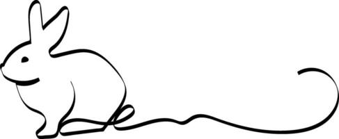 Elegant White Rabbit Line Art, Easter Bunny Design, Simple Graphic vector