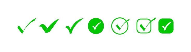 Green Check Mark Icons Variations, Symbols, and Design Elements vector