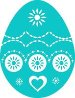 Teal Easter Egg Design Flowers, Heart, Spring Decorations vector