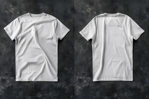 close up White tshirt Front And Back View Display photo