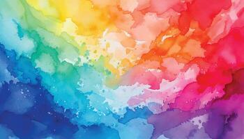 Watercolor rainbow background with a bright color vector