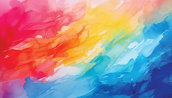 A painting of a colorful rainbow wave
