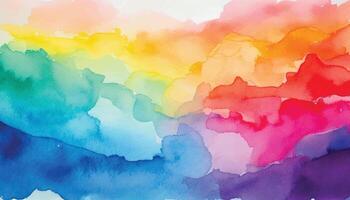 Watercolor rainbow background with a white background vector