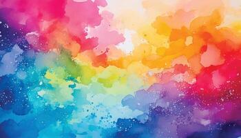 Colorful watercolor background with a rainbow effect vector