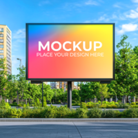 Digital Display Billboard Mockup in a High-Tech Cityscape psd