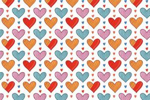 A hand drawn pattern with many hearts on it vector