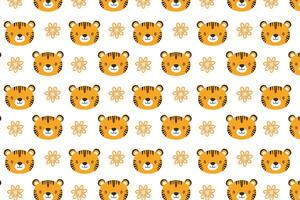 A pattern with a tiger's face on white background vector