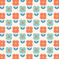 A colorful pattern with flowers on a retro colors vector