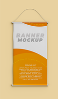 mockup of banner with stick and rope on set, top view psd