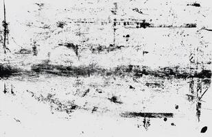 Distressed black and white grunge texture with scratches and splatters, ideal for overlays and backgrounds. vector
