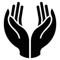 cupped hands, symmetrical design, open palms facing upward, religious symbolism vector
