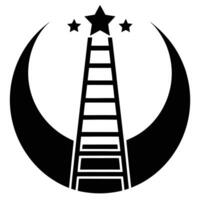 ladder reaching for stars, crescent moon shape, celestial symbolism vector