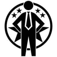 stylized businessman silhouette, circular design vector