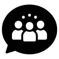 speech bubble, group of people silhouettes, minimalist design vector