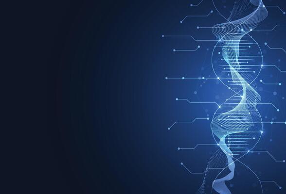 Abstract structure molecule science template background. Technology lines and dots connection. Wallpaper or banner with a DNA