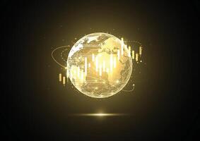 Abstract global network connection on gold background. vector