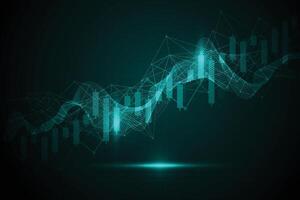 Abstract trend business candle stick graph chart of stock market investment trading on green background design. Bullish point. vector